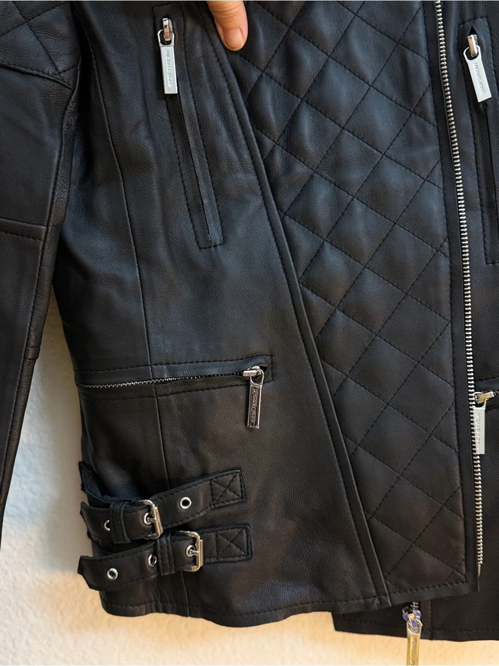 Michael Kors Black Quilted Leather Moto Jacket 100%lamb leather New WO Tag